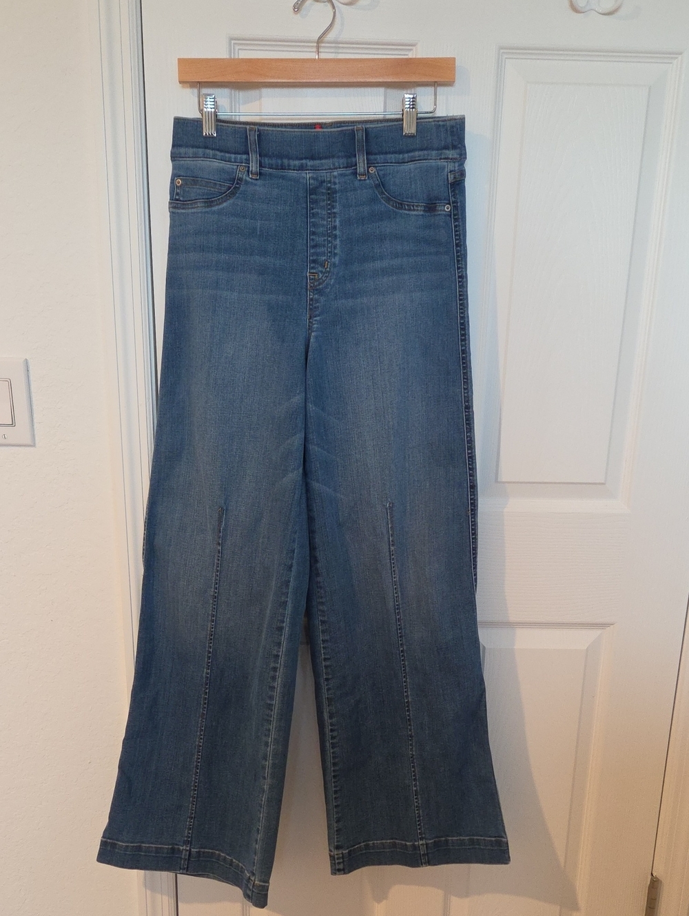 SPANX Wide-Leg High-Rise Jeans — Blue Wash